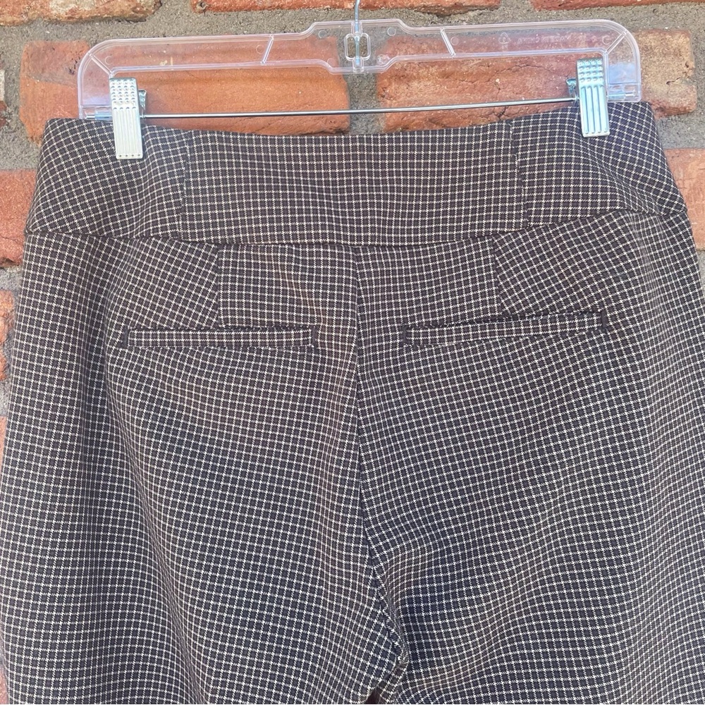 Christopher & Banks Brown Micro-plaid Pull-on Strait Leg Pants Dark Academia - Picture 6 of 10